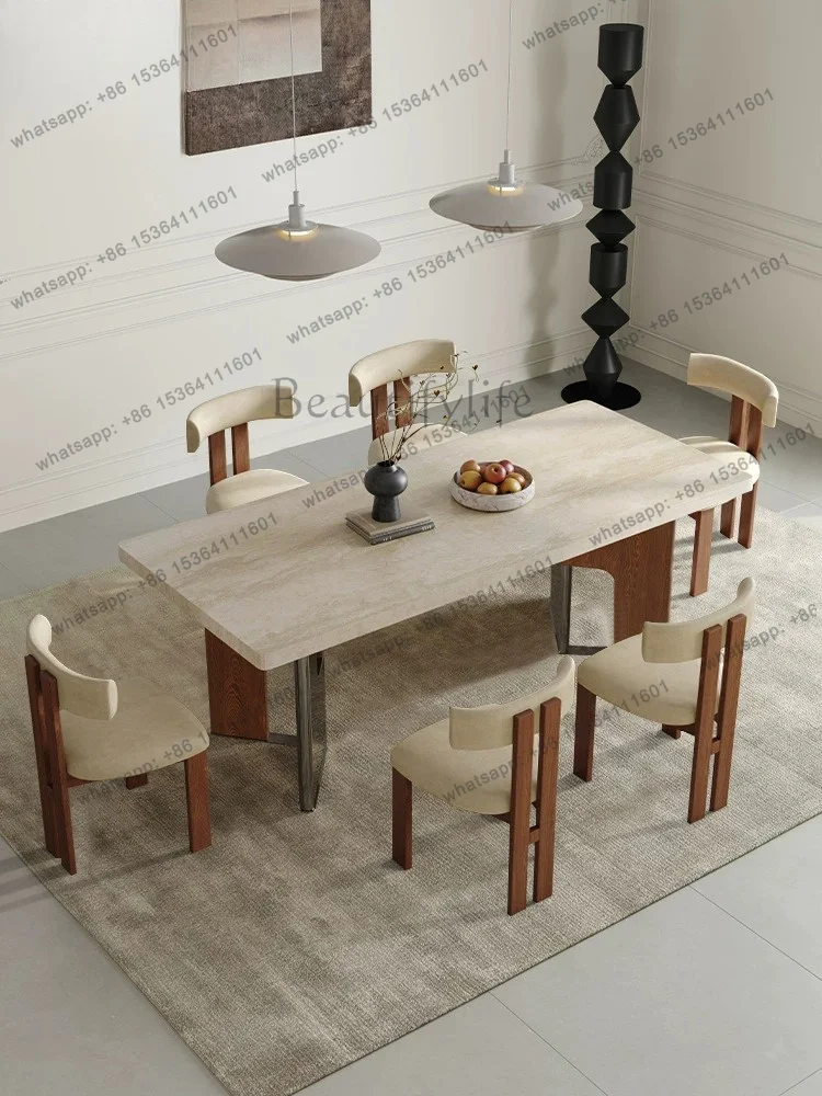 French vintage travertine slate dining table solid wood household dining table
French vintage travertine slate dining table solid wood household dining table