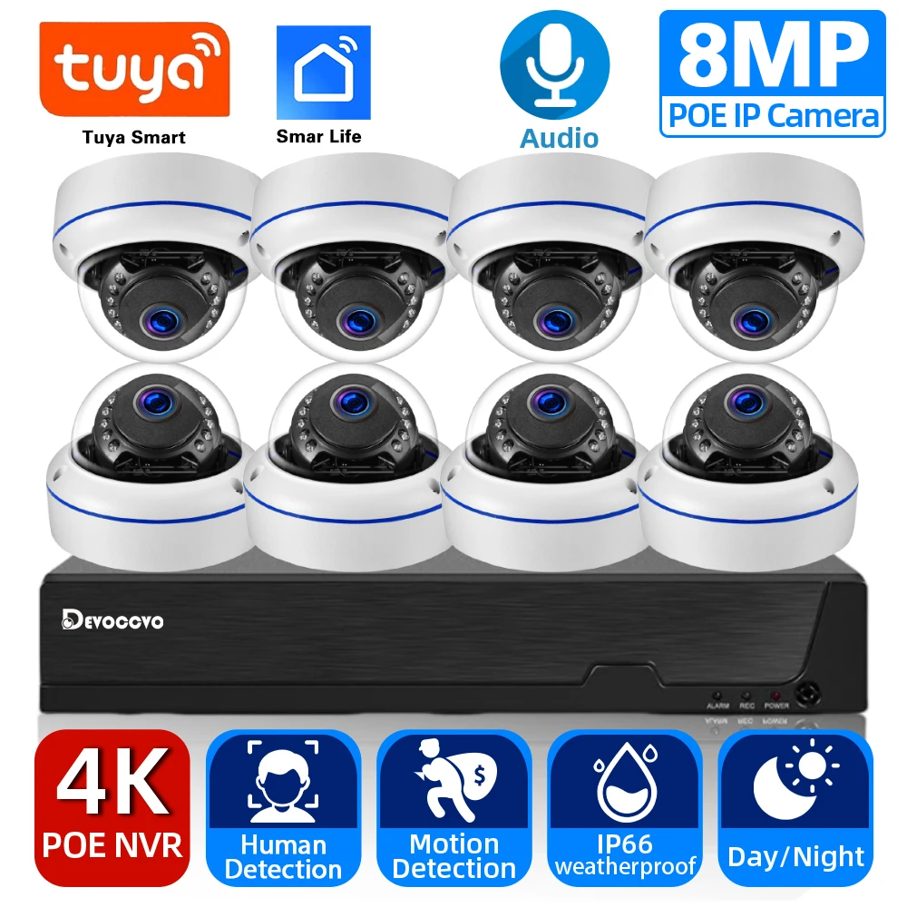 Smart life 8CH 4K CCTV Camera System 8MP Human Detection Indoor Outdoor Dome POE IP Camera Night Vision Video Surveillance Kit
Smart life 8CH 4K CCTV Camera System 8MP Human Detection Indoor Outdoor Dome POE IP Camera Night Vision Video Surveillance Kit