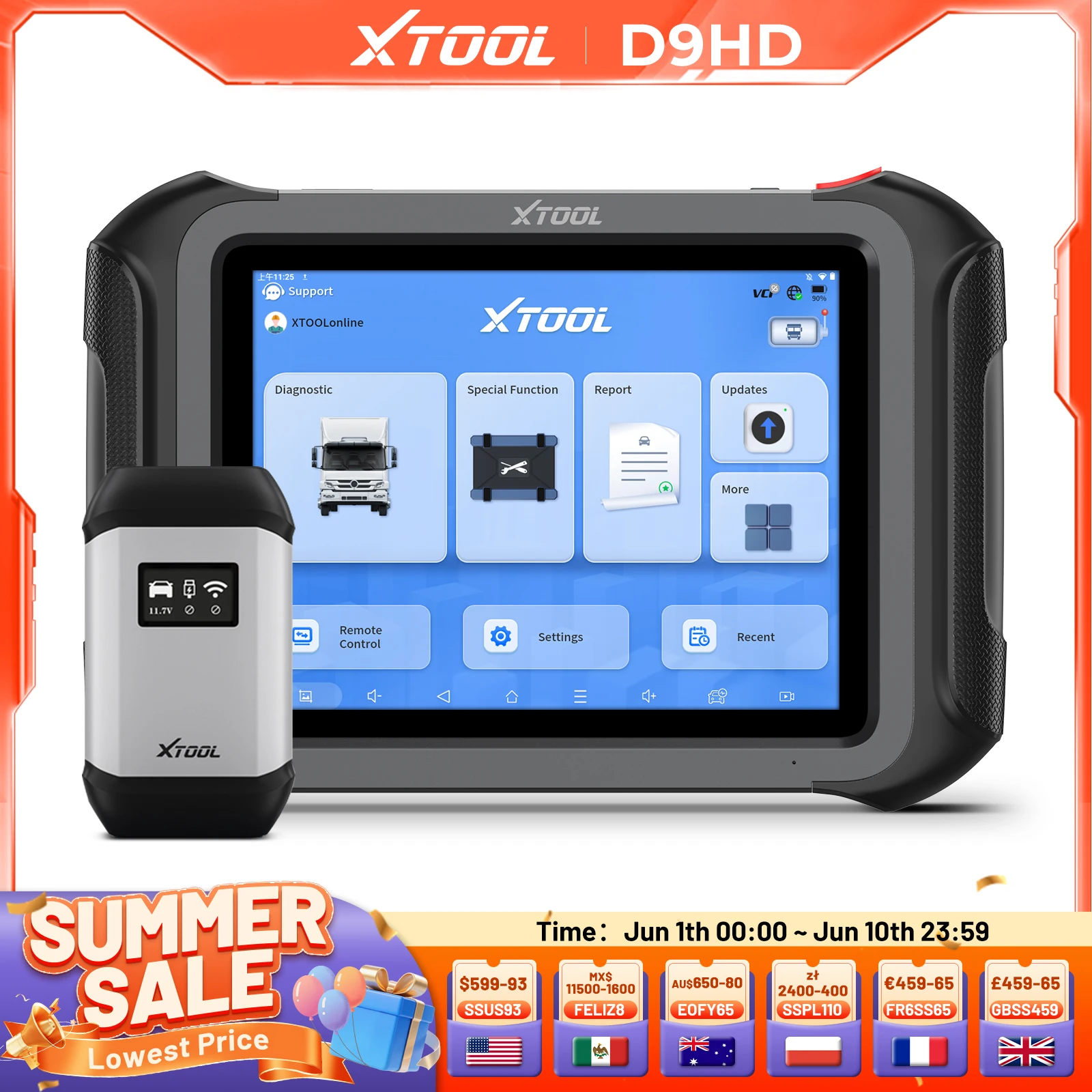 XTOOL D9HD Heavy Duty Truck Diagnostic Tool All System Diagnose 12V 24V Truck Scanner ECU Coding Key Programming DPF Reset
XTOOL D9HD Heavy Duty Truck Diagnostic Tool All System Diagnose 12V 24V Truck Scanner ECU Coding Key Programming DPF Reset