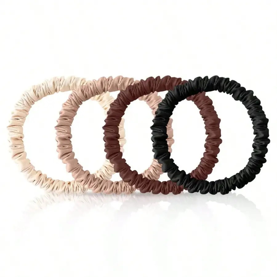 M4Pcs 100% Mulberry Silk Scrunchies Hair Care 22 Momme Mulberry Silk Skinny Hair Ties Elastic Hair Ties Scrunchies Set Women Curly Thin Hair5001
M4Pcs 100% Mulberry Silk Scrunchies Hair Care 22 Momme Mulberry Silk Skinny Hair Ties Elastic Hair Ties Scrunchies Set Women Curly Thin Hair5001