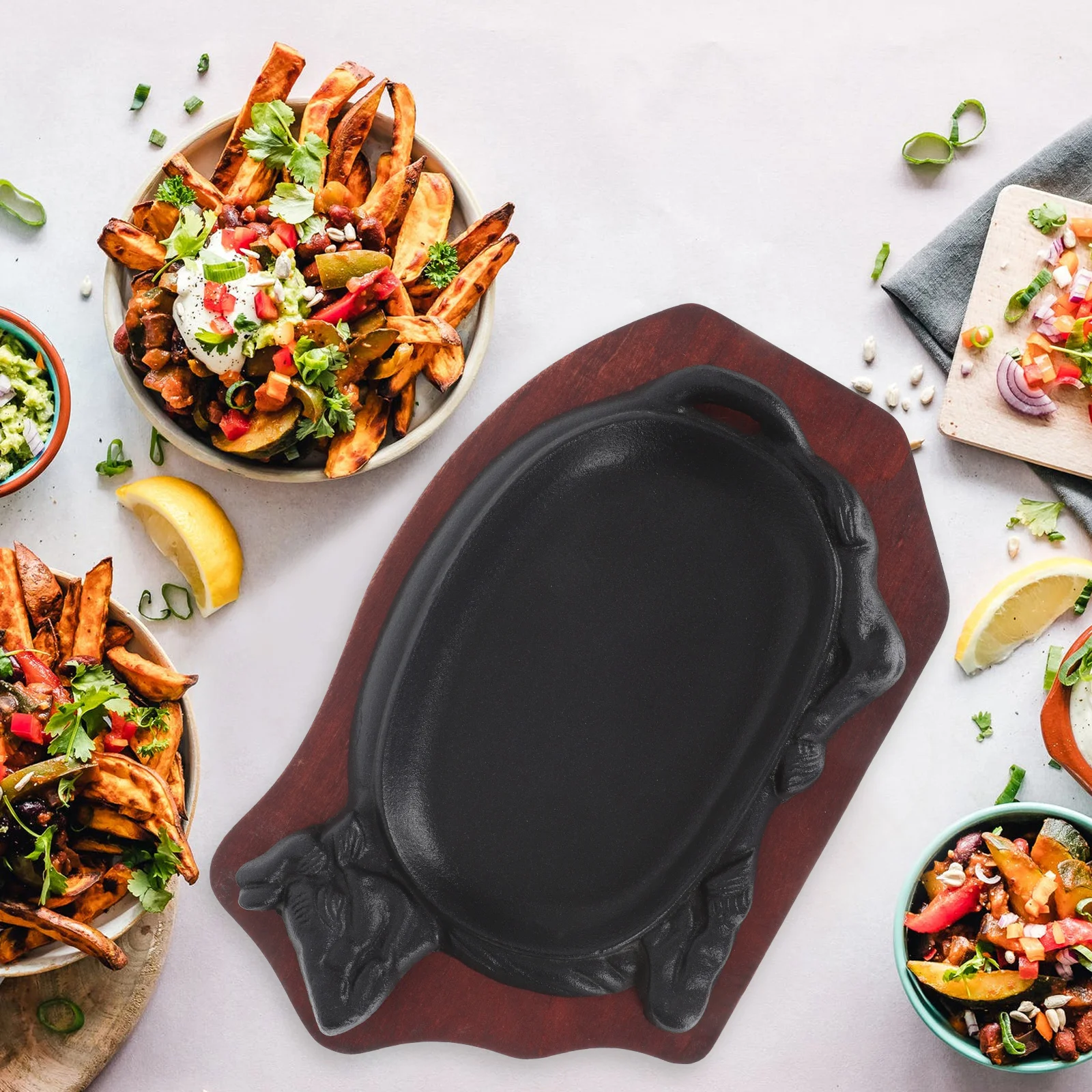 1 set 1 Piece Cast Iron Steak Pan 21X14CM Japanese Grilled Meat Plate Teppanyaki Non Stick BBQ Tray Red Wood Handle Home Use
1 set 1 Piece Cast Iron Steak Pan 21X14CM Japanese Grilled Meat Plate Teppanyaki Non Stick BBQ Tray Red Wood Handle Home Use