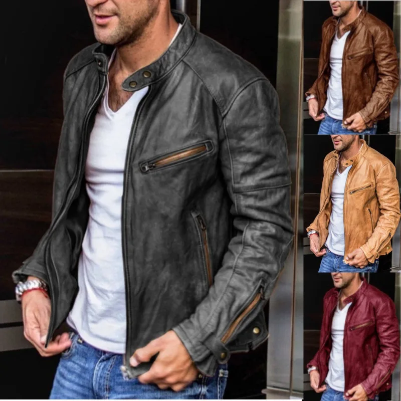 ZOGAA Men's Casual Solid PU Leather Jacket Stand Collar Long Sleeve Zipper Pockets Fashion Coat
ZOGAA Men's Casual Solid PU Leather Jacket Stand Collar Long Sleeve Zipper Pockets Fashion Coat