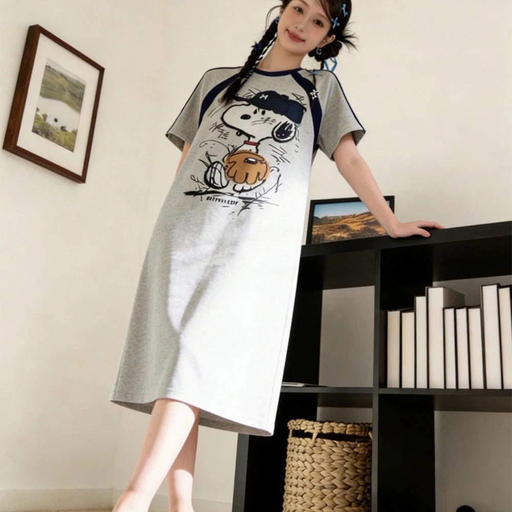 Cute Peanuts Snoopy Print Nightgown Women's Summer Short Sleeve Casual T-Shirt Dress Loose Cartoon Loungewear Sleepwear Homewear
Cute Peanuts Snoopy Print Nightgown Women's Summer Short Sleeve Casual T-Shirt Dress Loose Cartoon Loungewear Sleepwear Homewear