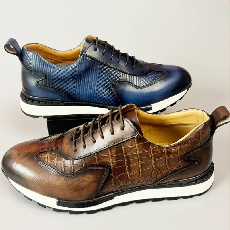 British style round head lightweight handmade vintage leather sports casual leather shoes for men lace-ups a38
British style round head lightweight handmade vintage leather sports casual leather shoes for men lace-ups a38