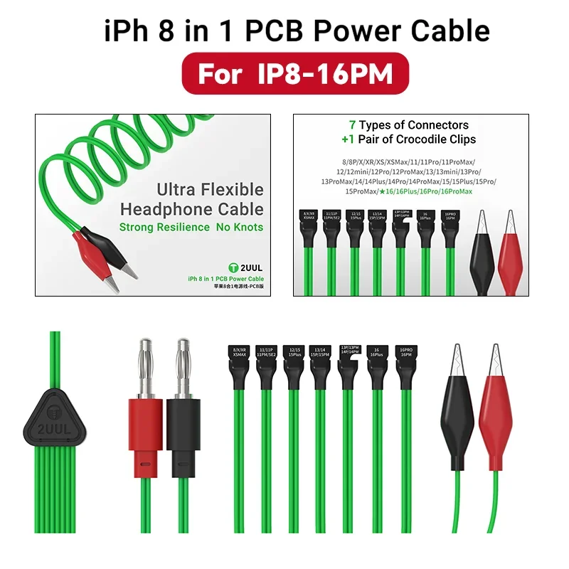 2UUL PW05 Кабель питания печатной платы 8 в 1 для мобильных телефонов IPhone 8-16 Pro Max, активация аккумулятора и сборка, инструменты для ремонта материнской платы 
2UUL PW05 Кабель питания печатной платы 8 в 1 для мобильных телефонов IPhone 8-16 Pro Max, активация аккумулятора и сборка, инструменты для ремонта материнской платы