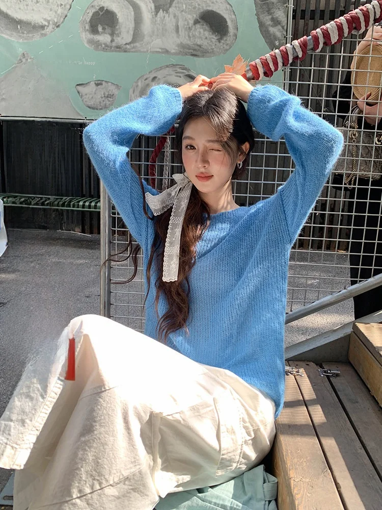Soft Blue Long Sve Knitted Sweater Women's Spring New Sle Lazy Sle Top Beautiful And e Casual Loose Fit Pure Color
Soft Blue Long Sve Knitted Sweater Women's Spring New Sle Lazy Sle Top Beautiful And e Casual Loose Fit Pure Color