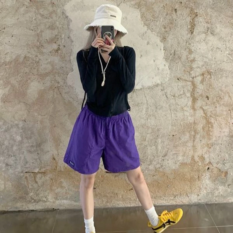 Women's Trendy Bright Color Baggy Shorts - Drawstring Waist Side Pocket Loose Fit Lightweight Shorts, Streetwear Spring Summer
Women's Trendy Bright Color Baggy Shorts - Drawstring Waist Side Pocket Loose Fit Lightweight Shorts, Streetwear Spring Summer