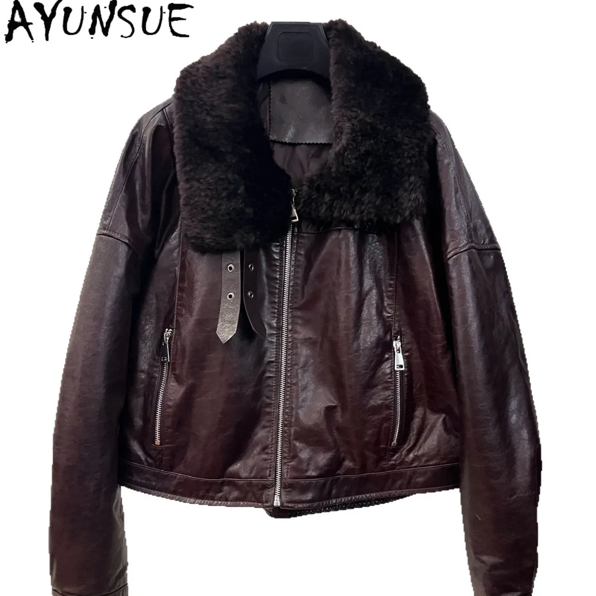 AYUNSUE 100% Real Leather Jacket Woman Clothes Autumn Winter Womens Coats Warm Wool Collar Sheepskin Streetwear Casaco Feminino
AYUNSUE 100% Real Leather Jacket Woman Clothes Autumn Winter Womens Coats Warm Wool Collar Sheepskin Streetwear Casaco Feminino
