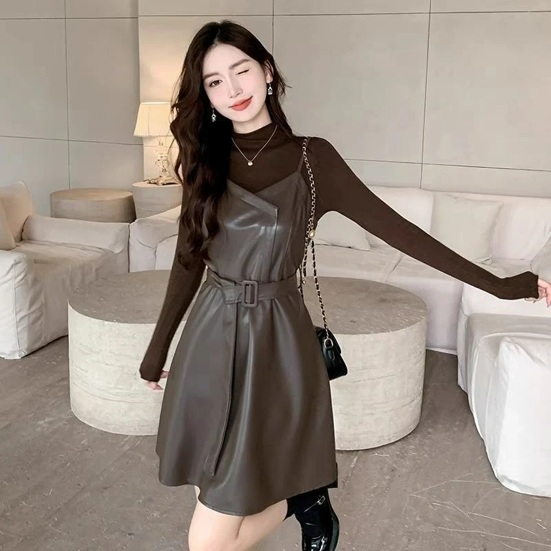 Two-piece Pu Leather Dress Is A New Style for Women Autumn Winter of 2026 Features Long Sleeves Cinched Waist Making Fashionable
Two-piece Pu Leather Dress Is A New Style for Women Autumn Winter of 2026 Features Long Sleeves Cinched Waist Making Fashionable