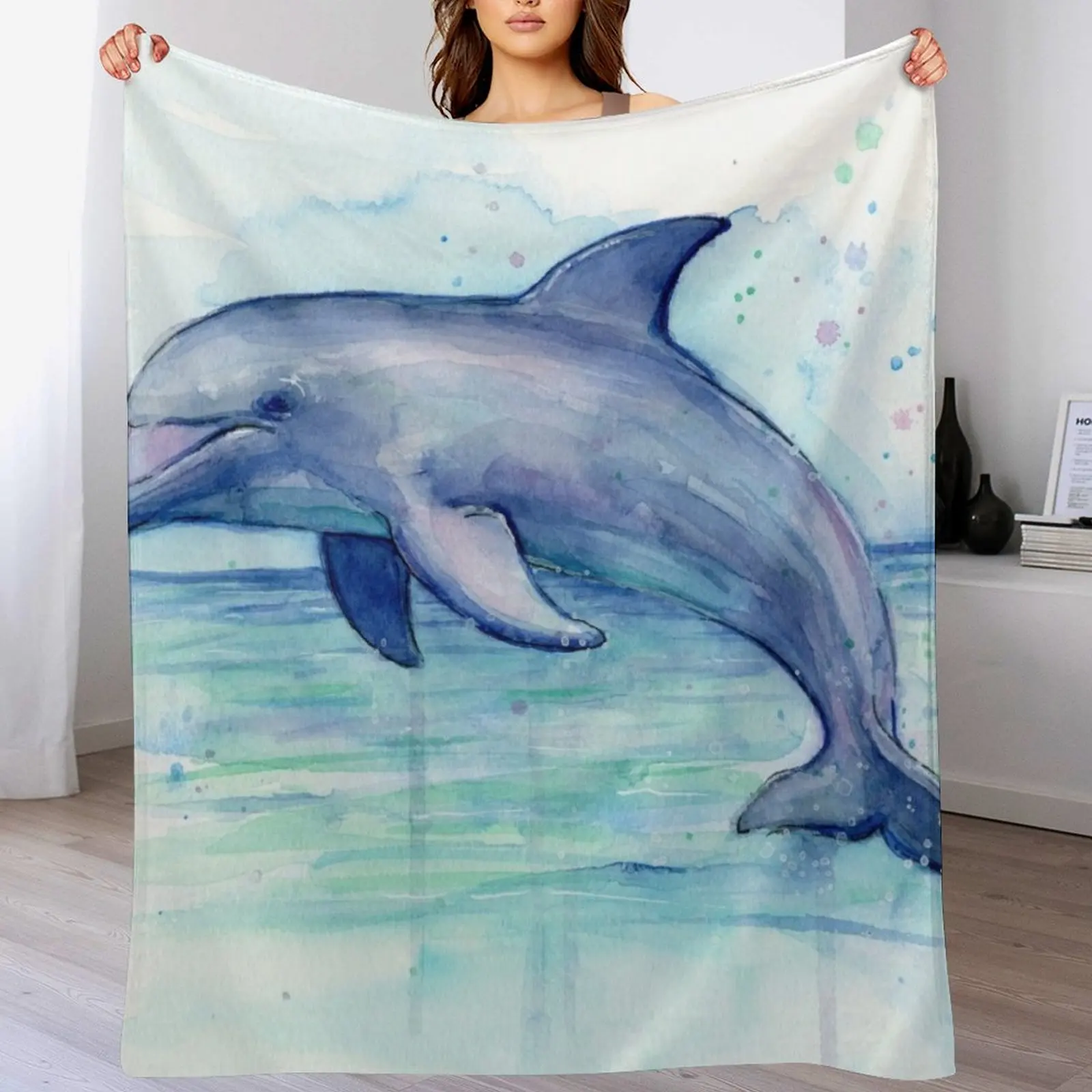 Dolphin Watercolor Throw Blanket Cozy Throw Blanket Birthday Gift for Him Her
Dolphin Watercolor Throw Blanket Cozy Throw Blanket Birthday Gift for Him Her
