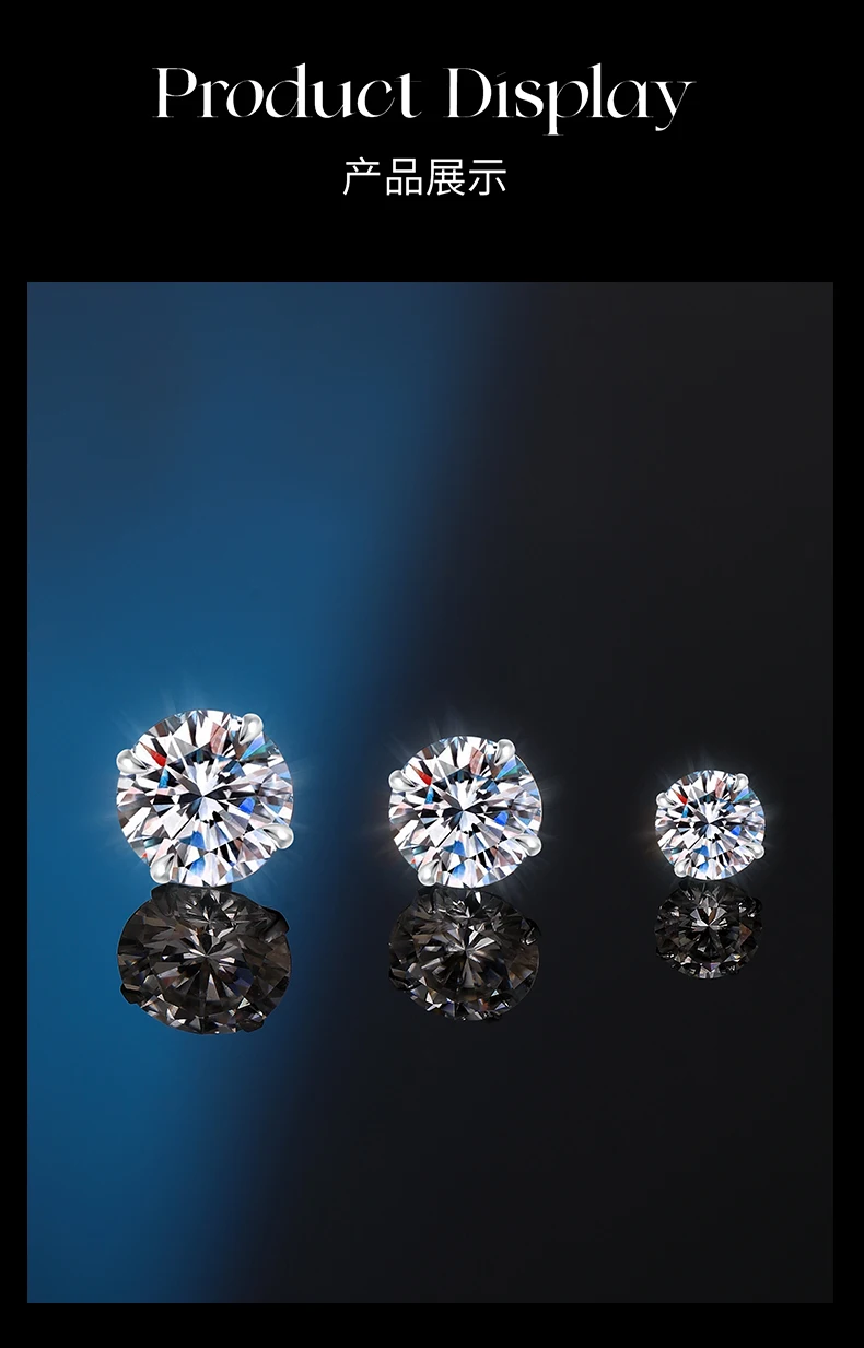 D Color Moissanite Four-Prong Ear Studs, Minimalist and Exquisite Sterling Silver Earrings
D Color Moissanite Four-Prong Ear Studs, Minimalist and Exquisite Sterling Silver Earrings