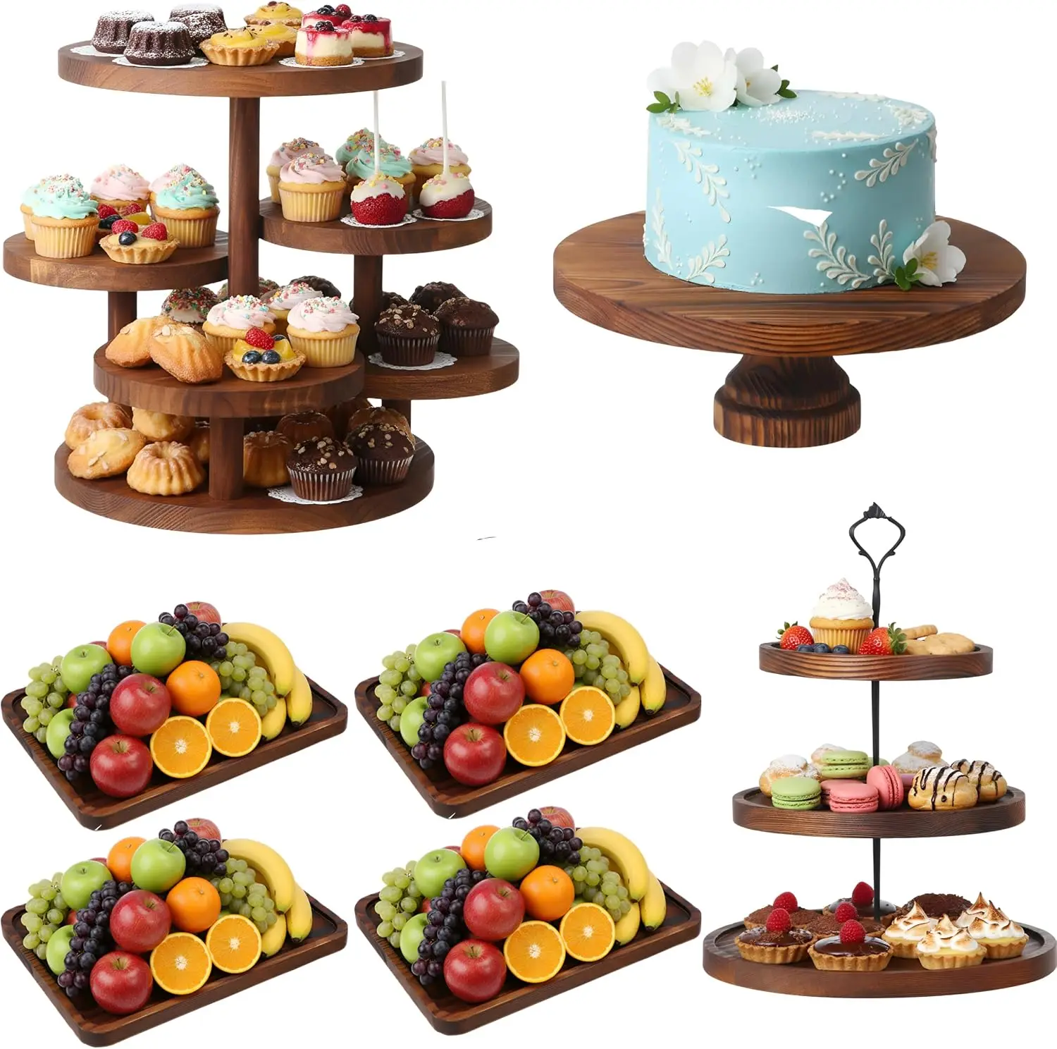 7 Piece Wooden Dessert Table Display Set Round Cupcake Tower Stand Rectangular Serving Tray Vintage Cookie Cake Macaron Platter Food Riser For Wedding Birthday Tea Party Brown
7 Piece Wooden Dessert Table Display Set Round Cupcake Tower Stand Rectangular Serving Tray Vintage Cookie Cake Macaron Platter Food Riser For Wedding Birthday Tea Party Brown