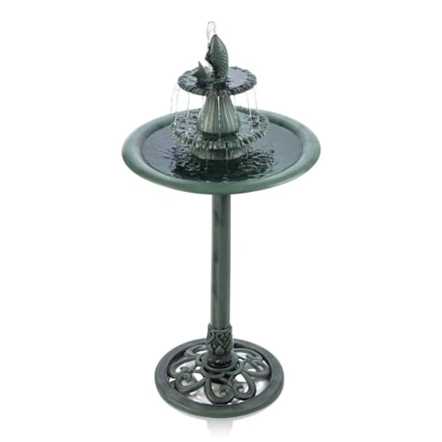 40" Tall Outdoor 3 Tier Pedestal Water Fountain with Vintage Birdbath Accent Garden Decor Green
40" Tall Outdoor 3 Tier Pedestal Water Fountain with Vintage Birdbath Accent Garden Decor Green
