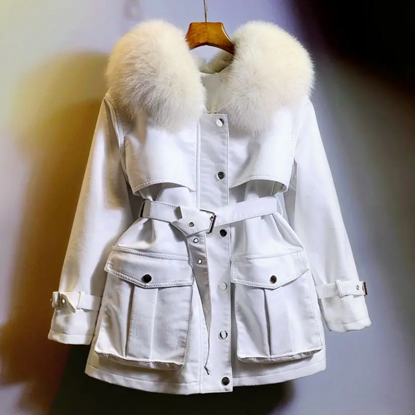 2023 New Real Fox Fur Collar Quilted Leather Jacket For Women Winter Belted Motorcycle Mid-Length PU Leather Jacket Coats Y3128
2023 New Real Fox Fur Collar Quilted Leather Jacket For Women Winter Belted Motorcycle Mid-Length PU Leather Jacket Coats Y3128