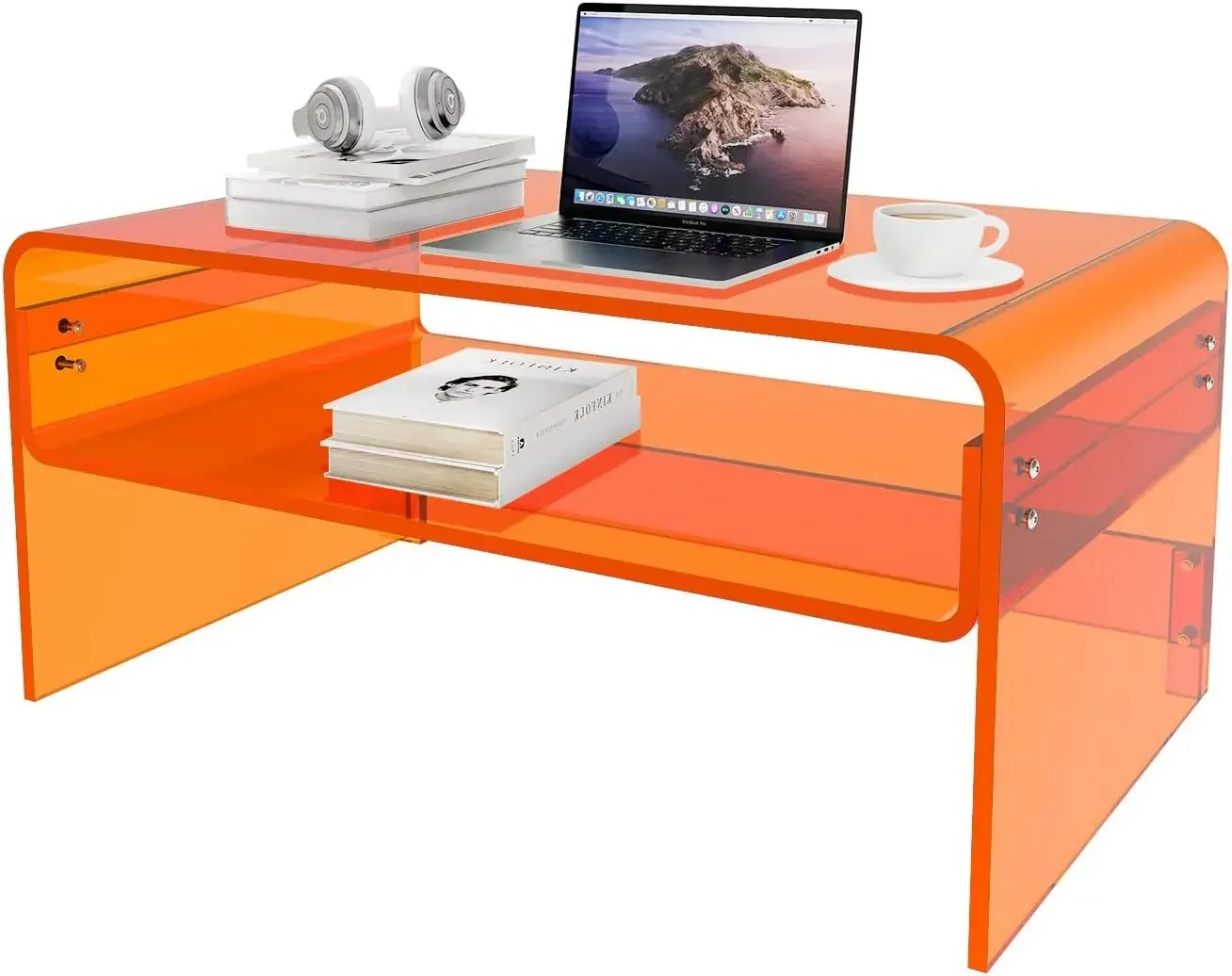 Acrylic Coffee Table Clear Coffee Table for Living Room 31.5" L x 19.5" W x 15.5'' H Orange Coffee with Open Storage Shelf
Acrylic Coffee Table Clear Coffee Table for Living Room 31.5" L x 19.5" W x 15.5'' H Orange Coffee with Open Storage Shelf