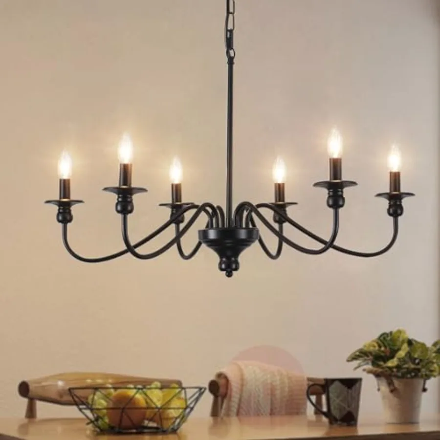 Farmhouse Chandelier, 6 Lights Black Vintage Chandelier Light Fixture Ceiling Hanging, Candle Chandeliers for Dining Room Livin
Farmhouse Chandelier, 6 Lights Black Vintage Chandelier Light Fixture Ceiling Hanging, Candle Chandeliers for Dining Room Livin