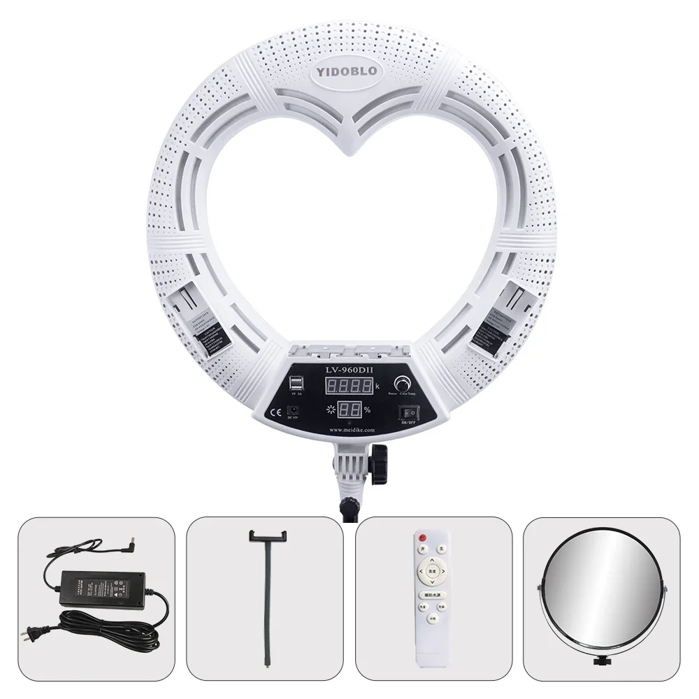 Yidoblo LV-960DII Warm & Cold Bio-color Camera Photo/Studio/Phone/Video 18'' 480 LEDS Ring Light LED Lamp Makeup Ring Lamp Light
Yidoblo LV-960DII Warm & Cold Bio-color Camera Photo/Studio/Phone/Video 18'' 480 LEDS Ring Light LED Lamp Makeup Ring Lamp Light