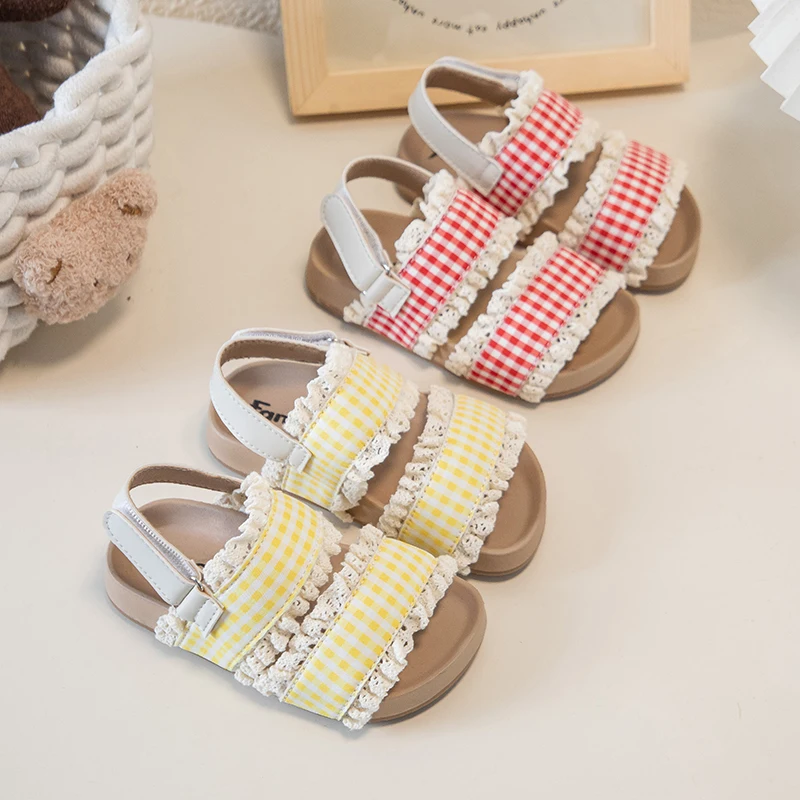 Girls Plaid Lace Sandals Open Toe Non Slip Children Flats Casual Sandals Kids Summer Beach Shoes Hook Loop Size 23-34
Girls Plaid Lace Sandals Open Toe Non Slip Children Flats Casual Sandals Kids Summer Beach Shoes Hook Loop Size 23-34