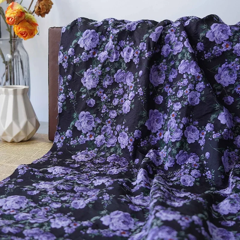 Yarn-dyed Jacquard Fabric Spring Autumn Black Purple Contrast Retro Floral Women's Rose Dress Shirt Fashion Sew Wholesale Cloth
Yarn-dyed Jacquard Fabric Spring Autumn Black Purple Contrast Retro Floral Women's Rose Dress Shirt Fashion Sew Wholesale Cloth