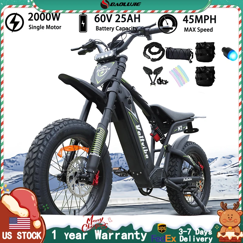 BAOLUJIE M2 Adult Electric Bicycle ebike 28mph Electric Dirt Bike 20" Mountain Bike 2000W 60V25AH Electric Bike【1 Year Warranty】
BAOLUJIE M2 Adult Electric Bicycle ebike 28mph Electric Dirt Bike 20" Mountain Bike 2000W 60V25AH Electric Bike【1 Year Warranty】