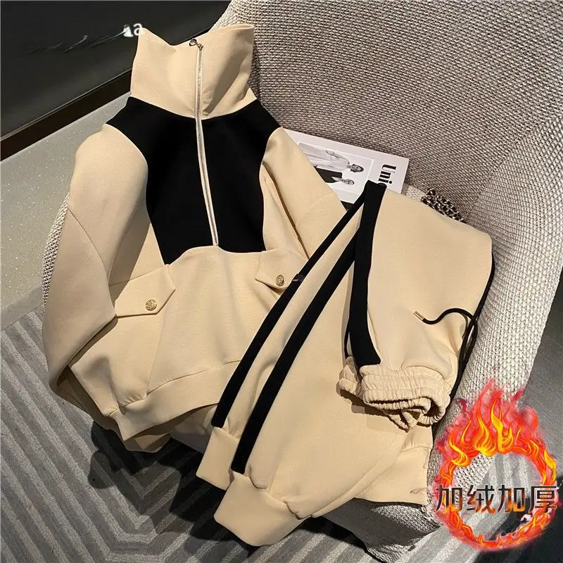 Sportswear set women autumn and winter 2025 new color blocking half zipper pullover and ankle pants casual two-piece set
Sportswear set women autumn and winter 2025 new color blocking half zipper pullover and ankle pants casual two-piece set