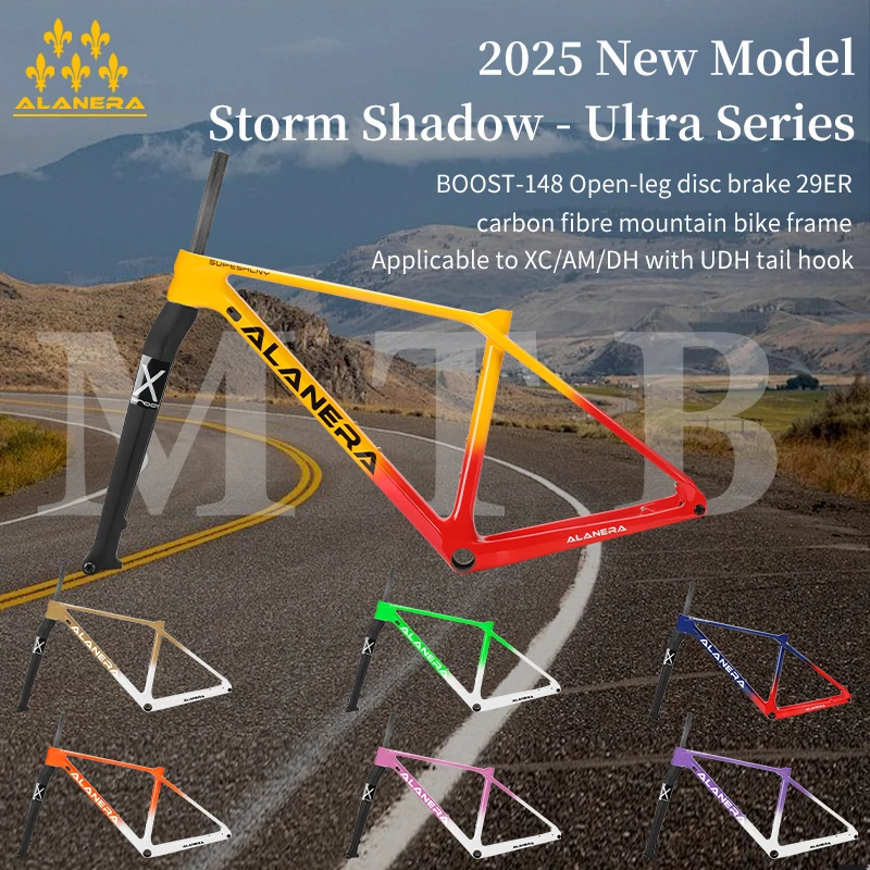 ALANERA Frame Storm Shadow -Ultra Off-road T800 carbon Fiber Mountain Bike 29-inch frame with two-tone paint in multiple colors
ALANERA Frame Storm Shadow -Ultra Off-road T800 carbon Fiber Mountain Bike 29-inch frame with two-tone paint in multiple colors