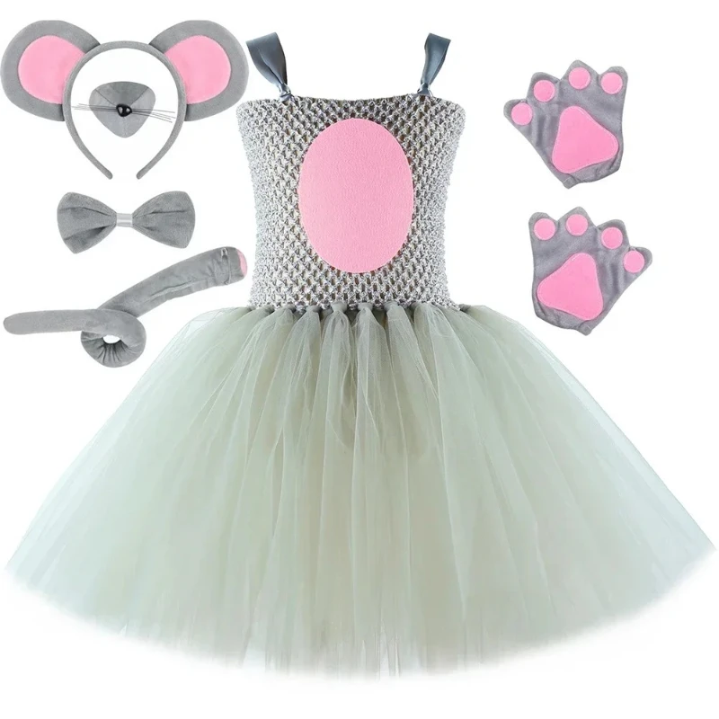 Pink Gray Rat Costumes Kids Tutu Dress with Ears Headband Tail Bow Tie Nose Gloves Girls Halloween Carnival Animal Mice Dress Up
Pink Gray Rat Costumes Kids Tutu Dress with Ears Headband Tail Bow Tie Nose Gloves Girls Halloween Carnival Animal Mice Dress Up