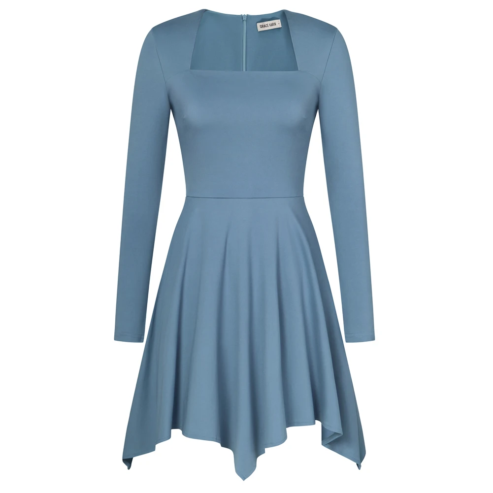 GK Women Dress Soft Slim Fit Irregular Hem Party High Waist Temperament Long Sleeve Square Neck A-Line Dress
GK Women Dress Soft Slim Fit Irregular Hem Party High Waist Temperament Long Sleeve Square Neck A-Line Dress