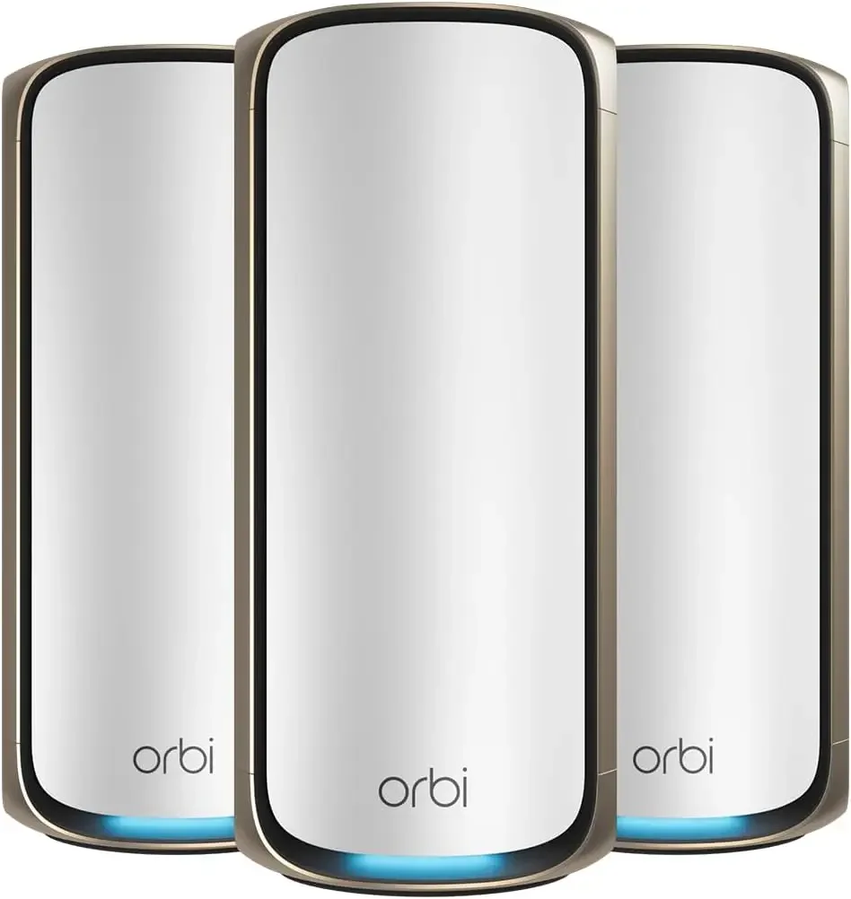 Orbi 970 Series Quad-Band WiFi 7 Mesh Network System (RBE973S), Router + 2 Satellite Extenders, Security Features, Up to 27Gbps,
Orbi 970 Series Quad-Band WiFi 7 Mesh Network System (RBE973S), Router + 2 Satellite Extenders, Security Features, Up to 27Gbps,