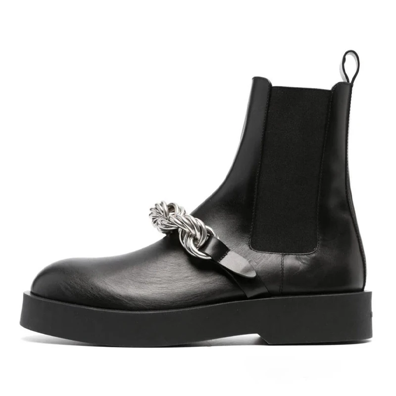 Black Chain Ankle Boots For Men Stylish Winter Retro Style Chelsea Elastic Ankle Boots Men's Wear-resistant Design Chunky Shoes
Black Chain Ankle Boots For Men Stylish Winter Retro Style Chelsea Elastic Ankle Boots Men's Wear-resistant Design Chunky Shoes