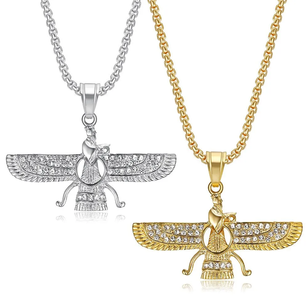 Besiko Stainless Steel Iran Faravahar Ahura Mazda Pendant Gold Color Zoroastrian Necklace For Men Women Hip Hop Iced Out Jewelry
Besiko Stainless Steel Iran Faravahar Ahura Mazda Pendant Gold Color Zoroastrian Necklace For Men Women Hip Hop Iced Out Jewelry