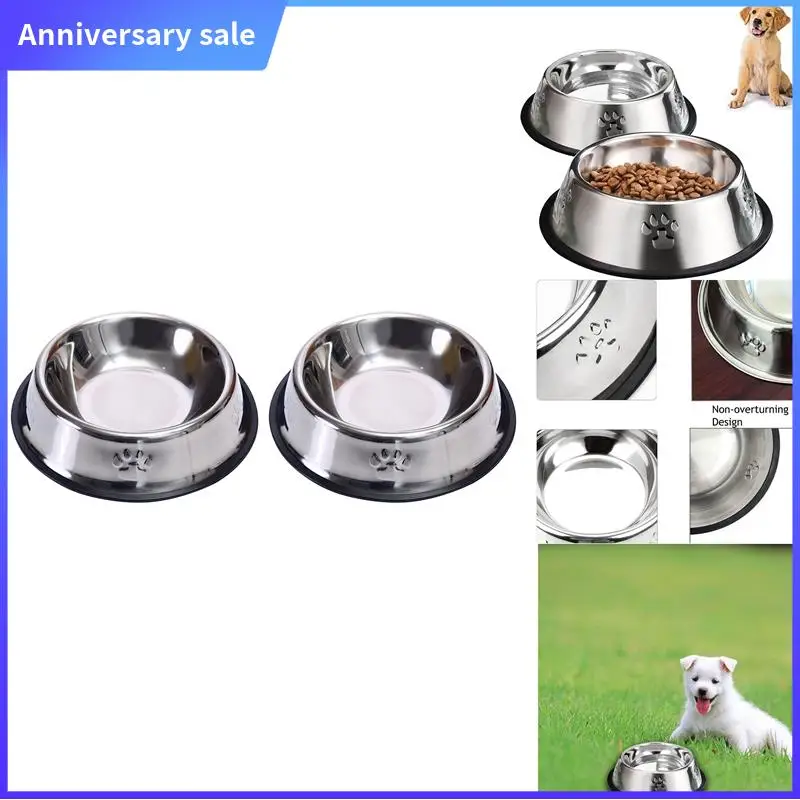 2Pcs Stainless Steel Dog Bowls, Dog Feeding Bowls, Dog Plate Bowls With Rubber Base Durable Easy To Clean
2Pcs Stainless Steel Dog Bowls, Dog Feeding Bowls, Dog Plate Bowls With Rubber Base Durable Easy To Clean