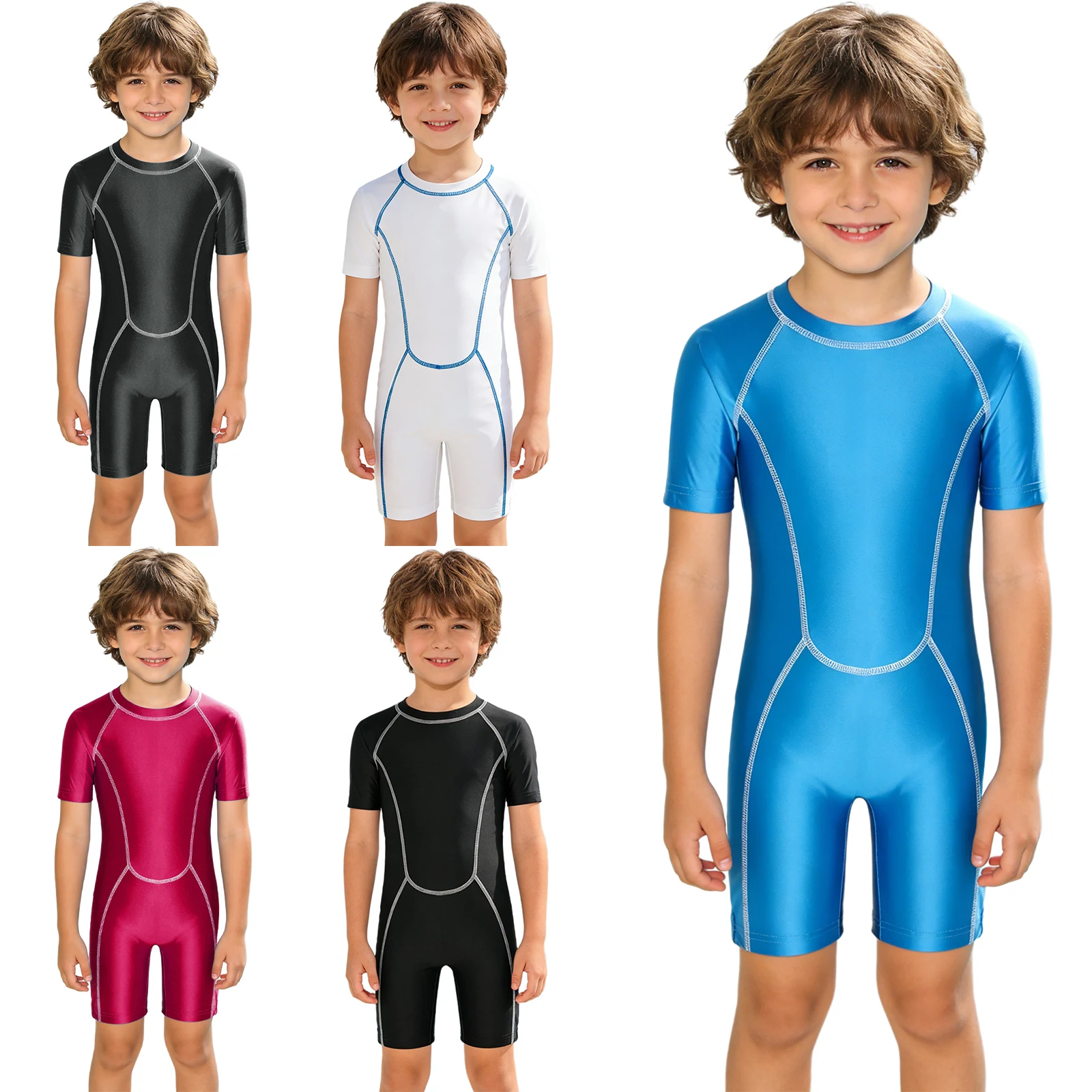 Boys Kids One Piece Swimsuit Round Neck Short Sleeve Back Zipper Slim Fit Shorty Shorty Clothes for Swimming Water Sports
Boys Kids One Piece Swimsuit Round Neck Short Sleeve Back Zipper Slim Fit Shorty Shorty Clothes for Swimming Water Sports