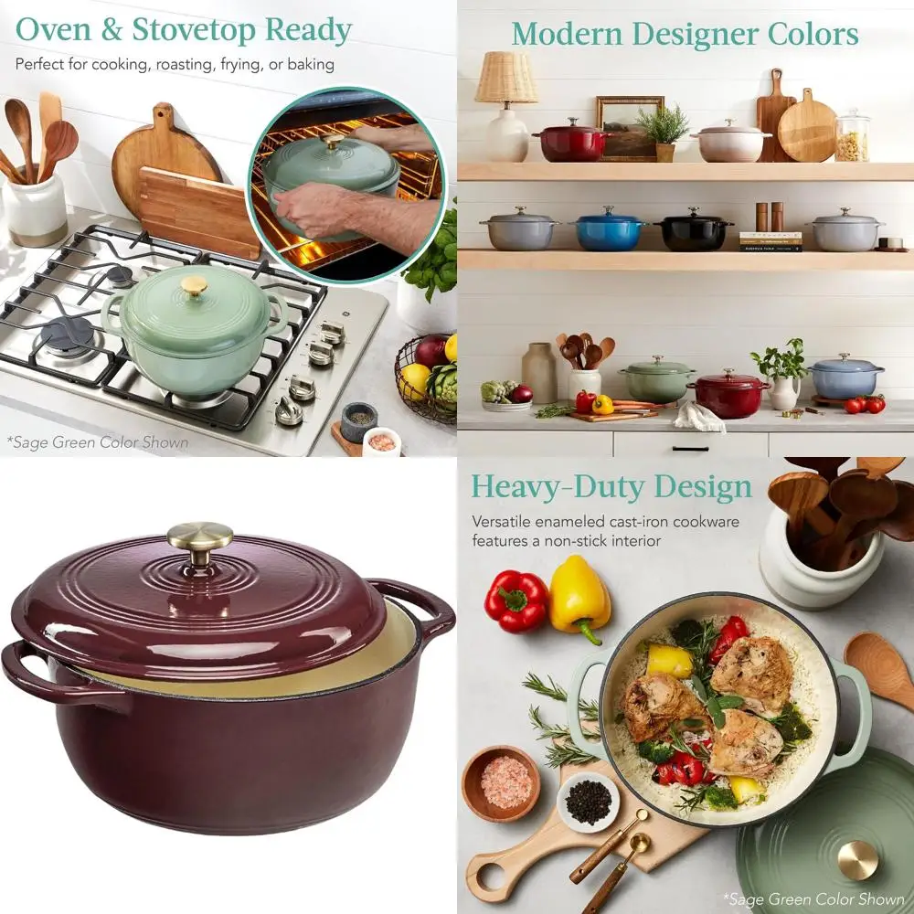 7.5 Quart Pre-Seasoned Enamel Cast Iron Dutch Oven, Heavy-Duty Cookware for Home Use, Oven Safe with Lid, Dual Handles - Caberne
7.5 Quart Pre-Seasoned Enamel Cast Iron Dutch Oven, Heavy-Duty Cookware for Home Use, Oven Safe with Lid, Dual Handles - Caberne