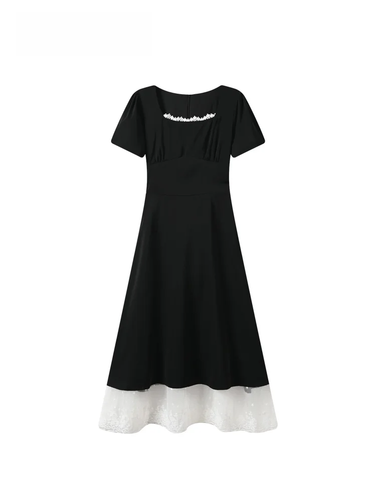 Summer New Style Large Size College Style Lace Splicing Dress Women's Fashion French Style A-Line Skirt Cotton Short Sleeve
Summer New Style Large Size College Style Lace Splicing Dress Women's Fashion French Style A-Line Skirt Cotton Short Sleeve