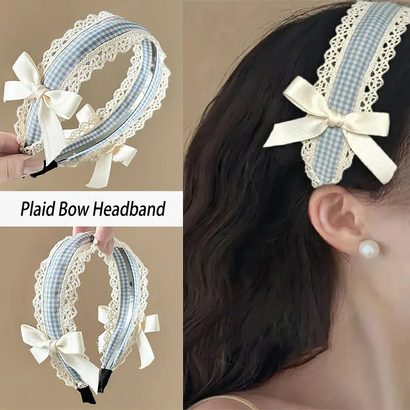 Лолита, сине-белая клетчатая кружевная повязка для волос с бантом, милая женская декоративная кружевная повязка на голову, аксессуар для волос
Лолита, сине-белая клетчатая кружевная повязка для волос с бантом, милая женская декоративная кружевная повязка на голову, аксессуар для волос