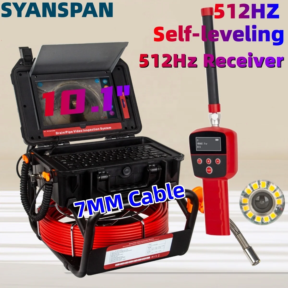 512HZ Self-leveling Box Camera Sewer CCTV Inspection Night Vision Wide Angle CMOS Sensor 10.1inch HD Touch Screen SD Card
512HZ Self-leveling Box Camera Sewer CCTV Inspection Night Vision Wide Angle CMOS Sensor 10.1inch HD Touch Screen SD Card