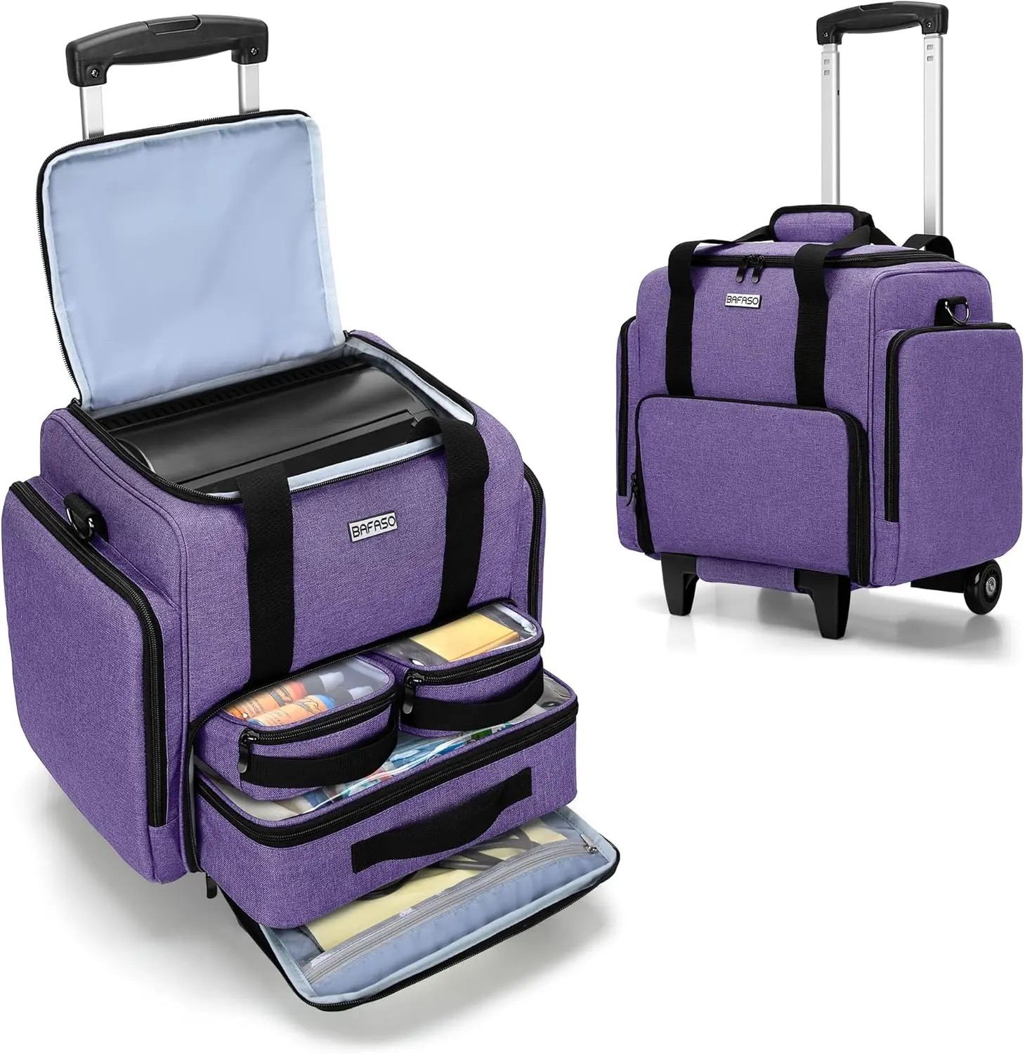 Rolling Tattoo Case with 3 Removable Pouches and Detachable Dolly, Travel Bag for Stencil Printer and Supplies, Purple
Rolling Tattoo Case with 3 Removable Pouches and Detachable Dolly, Travel Bag for Stencil Printer and Supplies, Purple