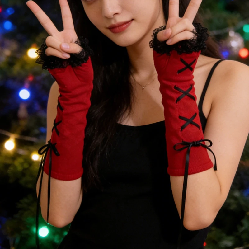 Красные вязаные кружевные манжеты на Рождество, день рождения, персонализированные ленты, перчатки без пальцев, декоративные теплые рукава в стиле Лолиты
Красные вязаные кружевные манжеты на Рождество, день рождения, персонализированные ленты, перчатки без пальцев, декоративные теплые рукава в стиле Лолиты