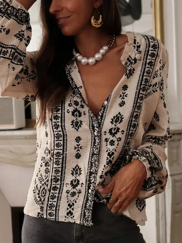 Plus Size 1XL-5XL Women's Fashion Printed Lantemn Sleeve Loose Elegant Shirt Spring and Autumn Floral Print Chiffon Blouse Shirt
Plus Size 1XL-5XL Women's Fashion Printed Lantemn Sleeve Loose Elegant Shirt Spring and Autumn Floral Print Chiffon Blouse Shirt