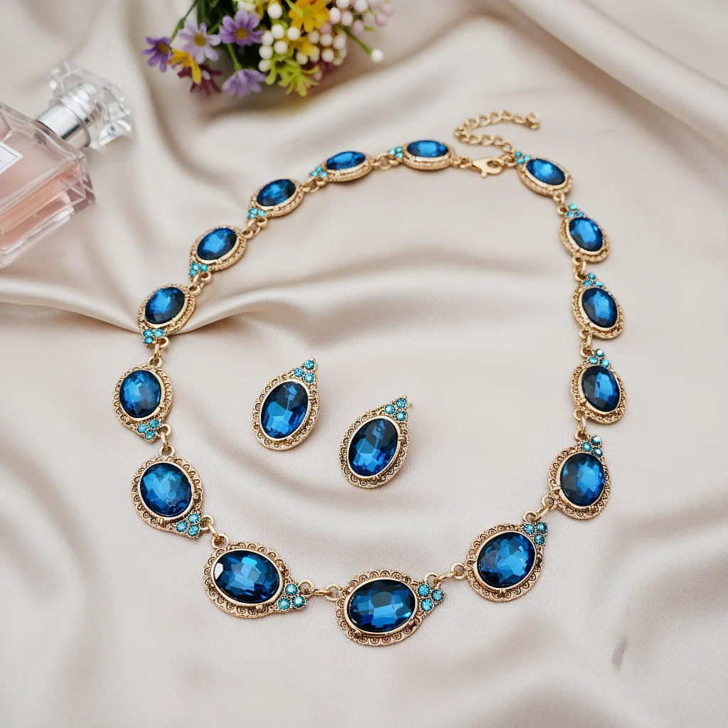 3pcs Elegant Vintage Jewelry Set for Women Oval Rhinestones Necklace Blue Shiny Crystal Choker Bridal Wedding Earrings Party
3pcs Elegant Vintage Jewelry Set for Women Oval Rhinestones Necklace Blue Shiny Crystal Choker Bridal Wedding Earrings Party