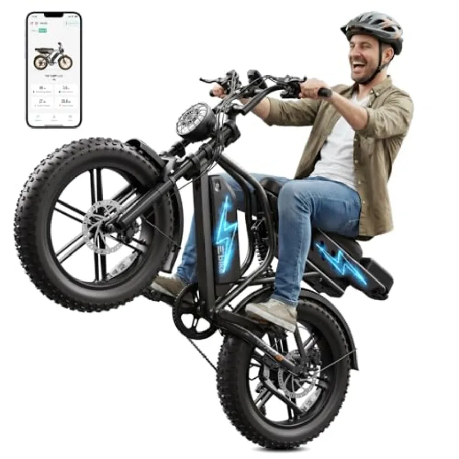 Electric Bike for Adults: Retro 1500W Peak Motor, 60/110 Miles Range, Removable 48V 15Ah Battery, 20x4.0 Fat Tire, Suspension,
Electric Bike for Adults: Retro 1500W Peak Motor, 60/110 Miles Range, Removable 48V 15Ah Battery, 20x4.0 Fat Tire, Suspension,