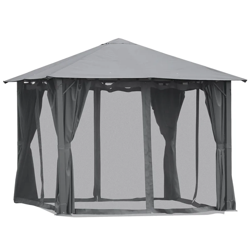 10x10 ft Black Outdoor Gazebo with Ventilated Roof, Netting, and Curtains for Garden, Lawn, Deck
10x10 ft Black Outdoor Gazebo with Ventilated Roof, Netting, and Curtains for Garden, Lawn, Deck