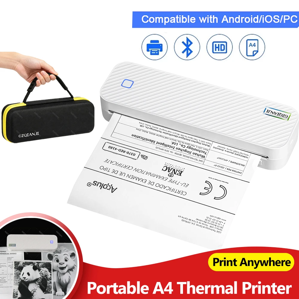 A4 Portable Printer Bluetooth Inkless 203DPI Rechargeable Thermal Printer For Business Travel Home Office Print Anywhere
A4 Portable Printer Bluetooth Inkless 203DPI Rechargeable Thermal Printer For Business Travel Home Office Print Anywhere