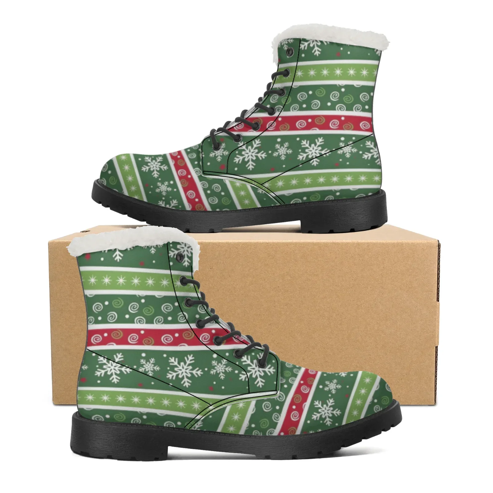 Custom Christmas green striped plush boots casual boots hot selling men and women mid-calf boots winter boots
Custom Christmas green striped plush boots casual boots hot selling men and women mid-calf boots winter boots