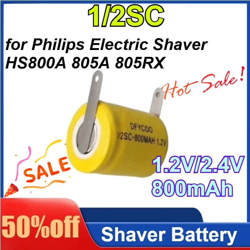 2PCS 1/2SC 1.2V/2.4V 800mAh for Philips Electric Shaver HS800A 805A 805RX Replacement Ni-CD Battery
2PCS 1/2SC 1.2V/2.4V 800mAh for Philips Electric Shaver HS800A 805A 805RX Replacement Ni-CD Battery