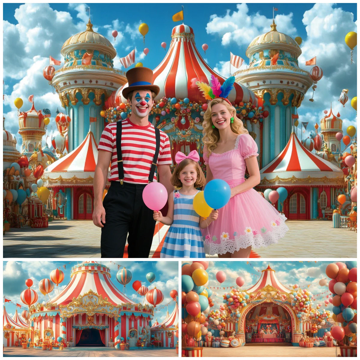 Colorful Carnival Circus Birthday Backdrop Baby Shower Striped Tent Balloon Castle Festival Party Photography Decor Backgrounds
Colorful Carnival Circus Birthday Backdrop Baby Shower Striped Tent Balloon Castle Festival Party Photography Decor Backgrounds