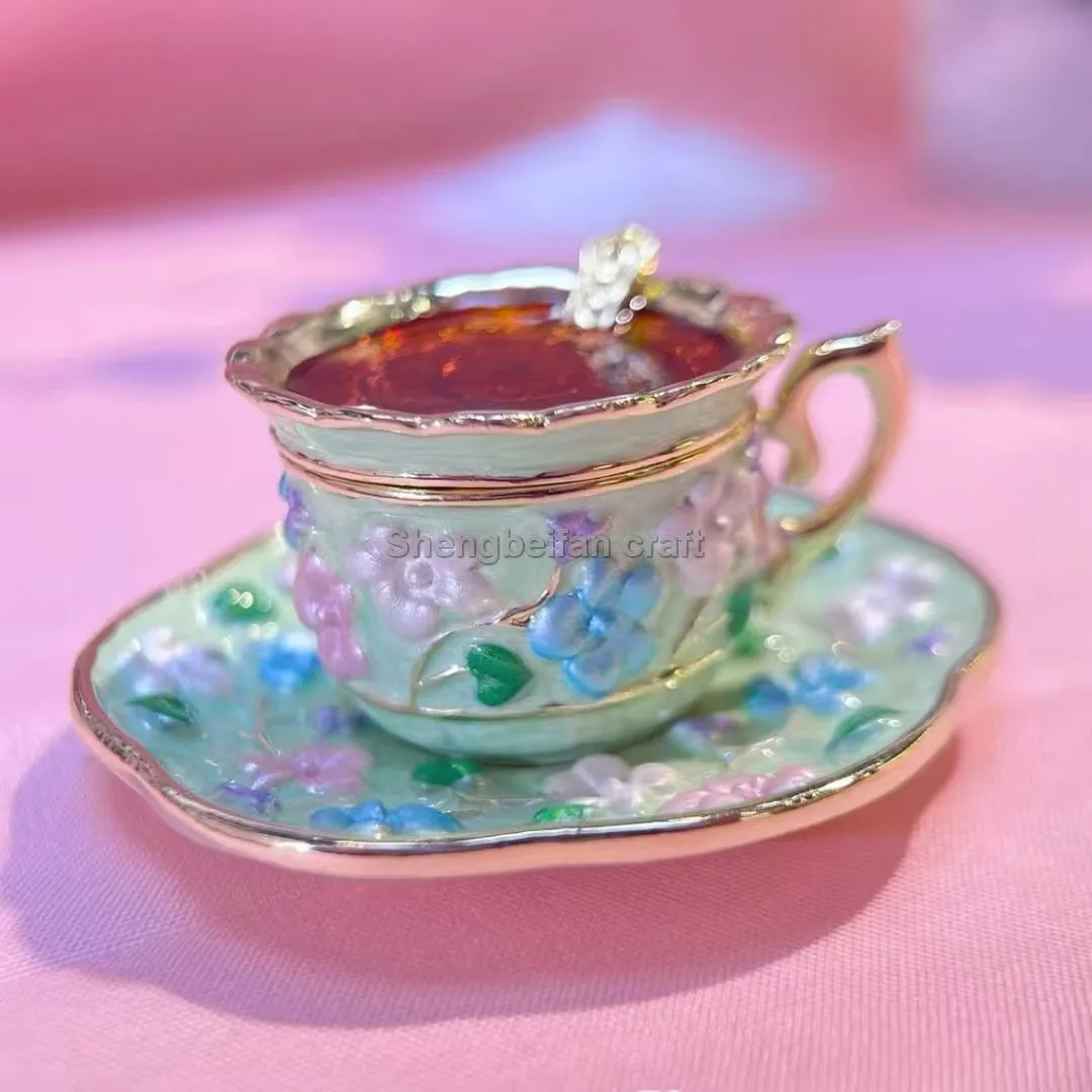 Metal craft Enamel Ornament Jewelry Box coffee cup Trinketwith Crystal counter decoration bithday gift trinket box for home d
Metal craft Enamel Ornament Jewelry Box coffee cup Trinketwith Crystal counter decoration bithday gift trinket box for home d