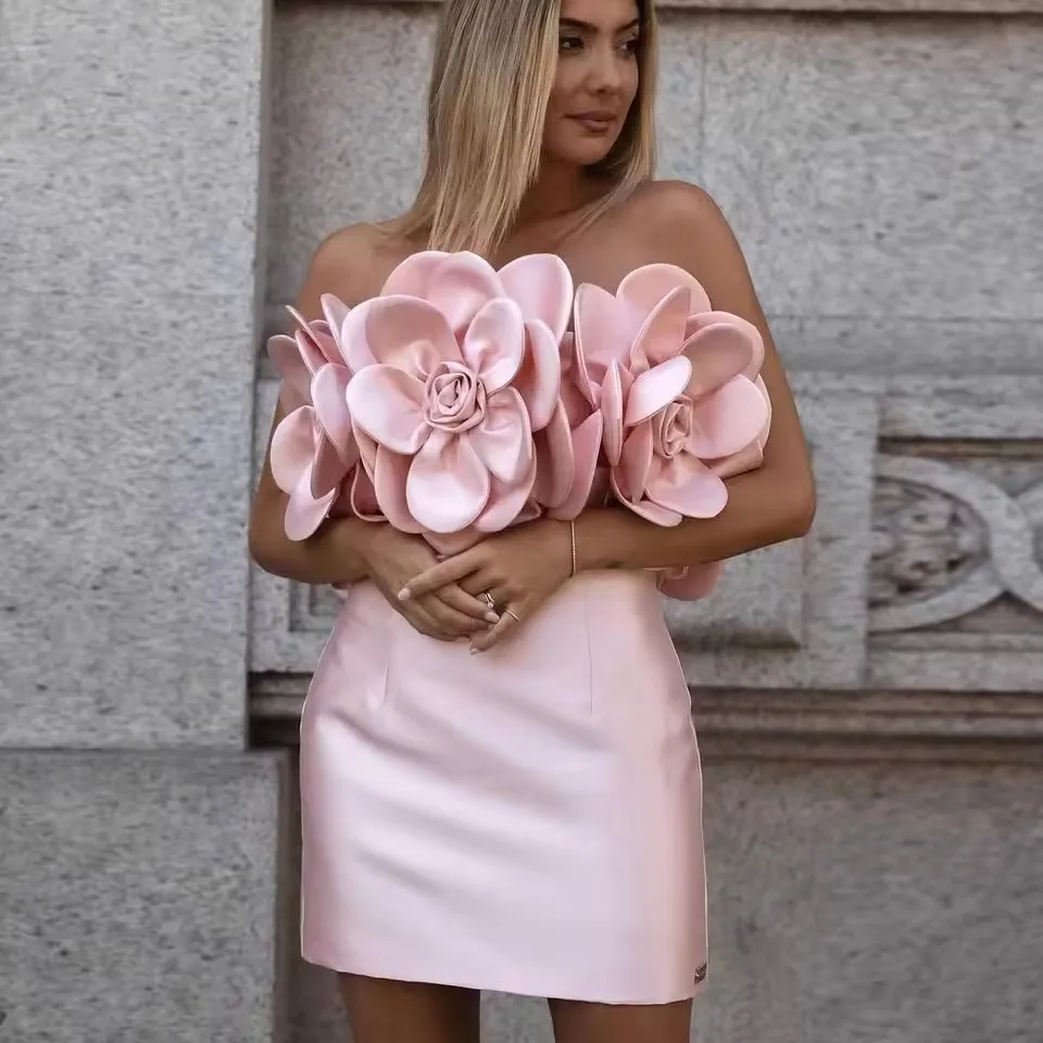 Pink 3D Flowers Mini Dress Handmade Satin Floral Short Prom Gown 2024 Unique Formal Party Dresses Celebrity Event Gowns
Pink 3D Flowers Mini Dress Handmade Satin Floral Short Prom Gown 2024 Unique Formal Party Dresses Celebrity Event Gowns