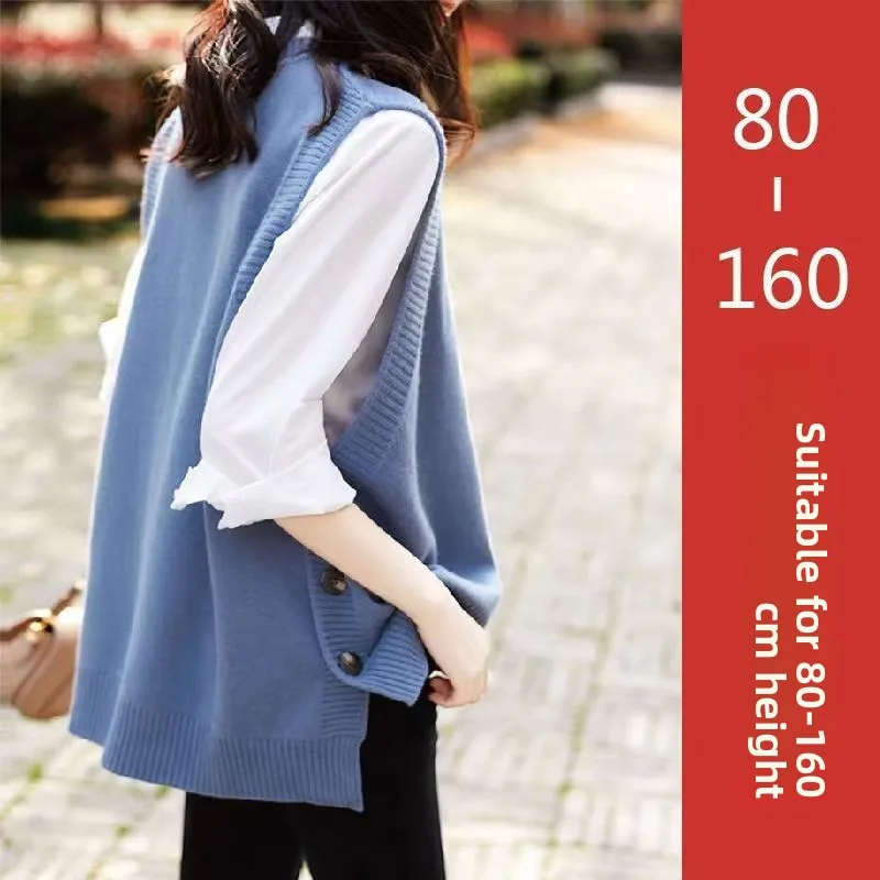 Autumn Knitted Sweater Vest Women's Outerwear Design Sense Vest Top Buttoned Closure Regular Length Pure Color V-Neck
Autumn Knitted Sweater Vest Women's Outerwear Design Sense Vest Top Buttoned Closure Regular Length Pure Color V-Neck